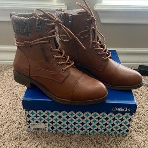 LIMELIGHT WOMENS ALDER COMBAT BOOT - BROWN